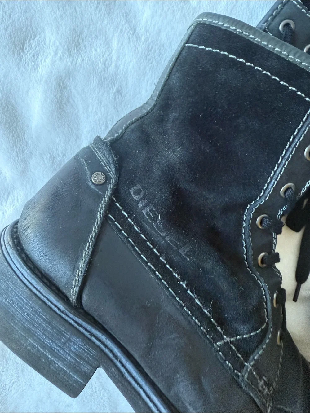 Diesel Black Lace-Up Ankle Boots